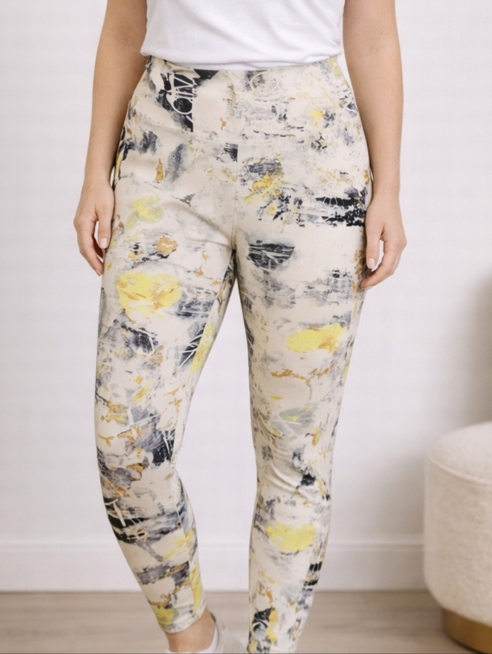 Calvin Klein Performance Leggings Women’s Small White Abstract Print High Rise S